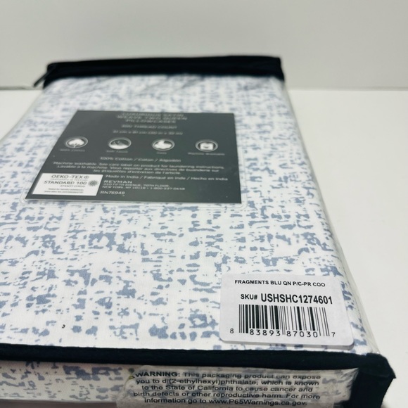 Vera Wang Set of 2 Luxurious Satin Weave Fragments Blue Queen Size Pillowcases - Picture 12 of 12